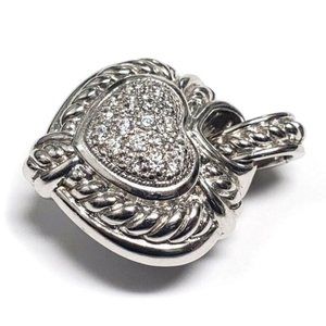 .925 Silver & Cubic Zirconia Puffy Heart Pendant